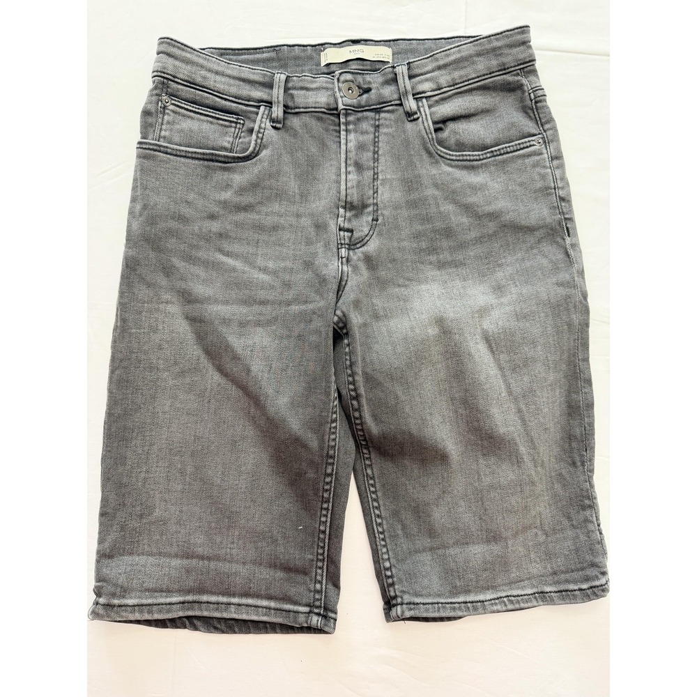 MNG Man Shorts Mens 30 Gray Denim Bermuda 11 Inseam Charcoal Wash Stretch Casual